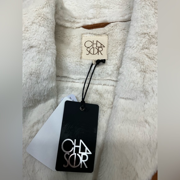 CHASER NEW Women's Whisky Brown and White Faux Shearling Jacket Size S Vegan - Picture 10 of 11